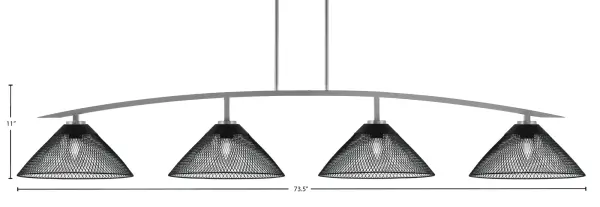 Kurve 4-Light Island Pendant in Graphite with Matte Black Mesh Shades - Image 2
