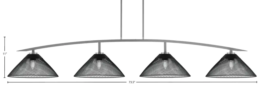 Kurve 4-Light Island Pendant in Graphite with Matte Black Mesh Shades - Image 2