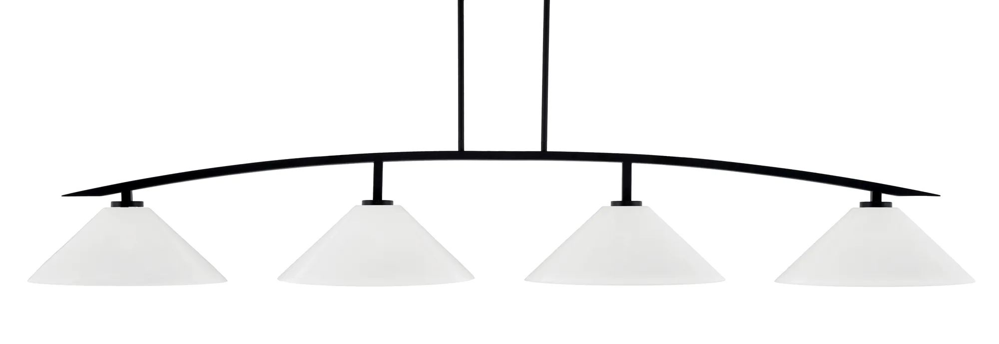 Kurve 4 Light Island Pendant in Matte Black with White Marble Glass