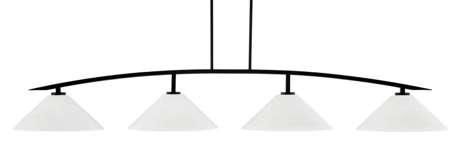 Kurve 4 Light Island Pendant in Matte Black with White Marble Glass - Image 1