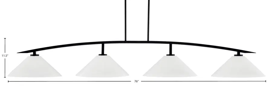 Kurve 4 Light Island Pendant in Matte Black with White Marble Glass - Image 2
