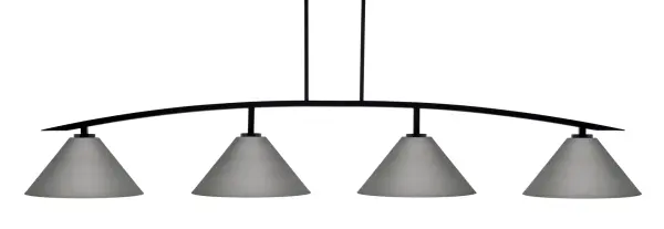 Kurve 4-Light Island Pendant in Matte Black with Graphite Shades - Image 1