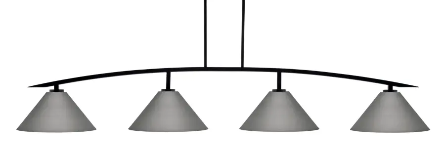 Kurve 4-Light Island Pendant in Matte Black with Graphite Shades - Image 1