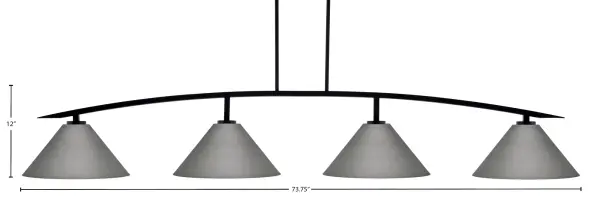 Kurve 4-Light Island Pendant in Matte Black with Graphite Shades - Image 2