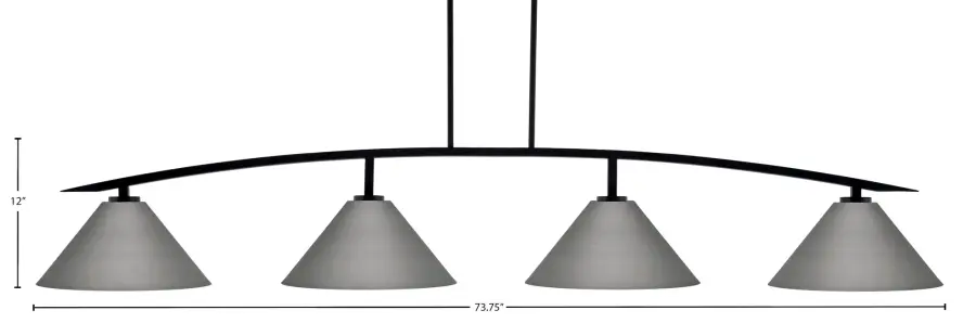 Kurve 4-Light Island Pendant in Matte Black with Graphite Shades - Image 2