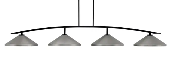 Kurve 4-Light Island Pendant in Matte Black with Graphite Shades - Image 1