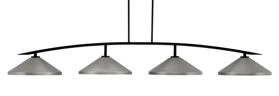 Kurve 4-Light Island Pendant in Matte Black with Graphite Shades - Image 1