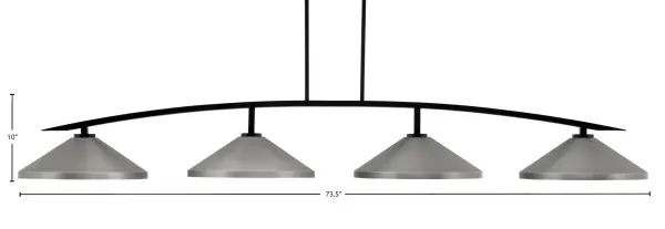 Kurve 4-Light Island Pendant in Matte Black with Graphite Shades - Image 2