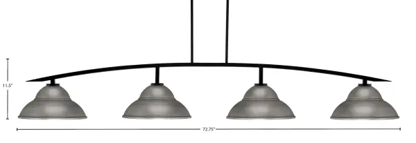 Kurve 4-Light Island Chandelier in Matte Black with Graphite Shades - Image 2