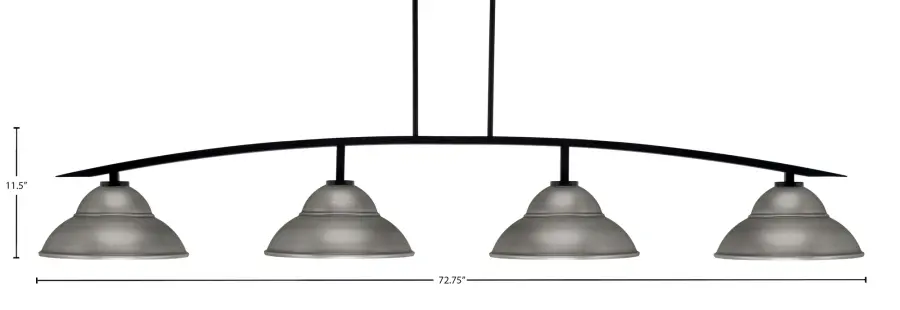 Kurve 4-Light Island Chandelier in Matte Black with Graphite Shades - Image 2