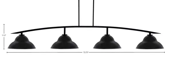 Kurve 4 Light Bar in Matte Black with Double Bubble Metal Shades - Image 2