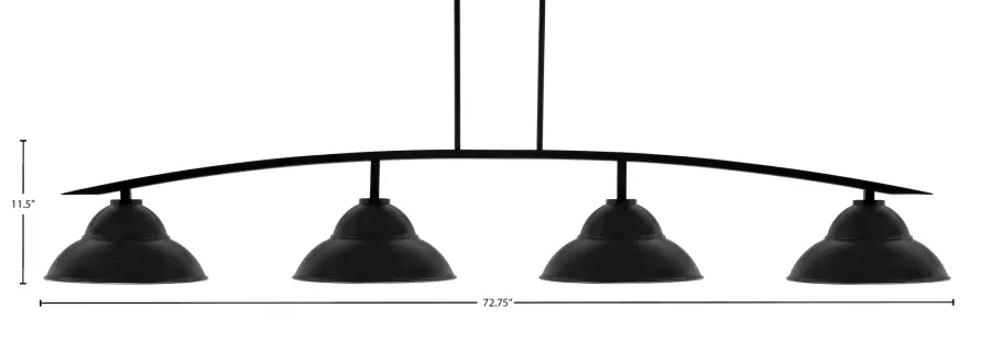 Kurve 4 Light Bar in Matte Black with Double Bubble Metal Shades - Image 2