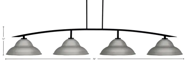 Kurve 4-Light Island Chandelier in Matte Black with Graphite Shades - Image 2
