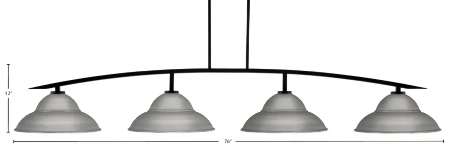 Kurve 4-Light Island Chandelier in Matte Black with Graphite Shades - Image 2