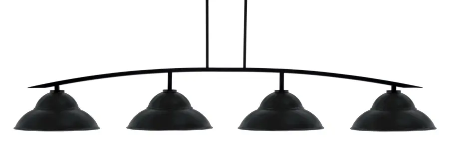 Kurve 4 Light Bar in Matte Black with Double Bubble Metal Shades - Image 1