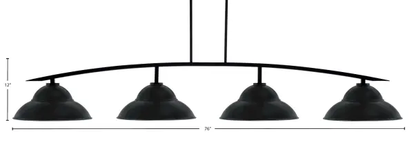Kurve 4 Light Bar in Matte Black with Double Bubble Metal Shades - Image 2