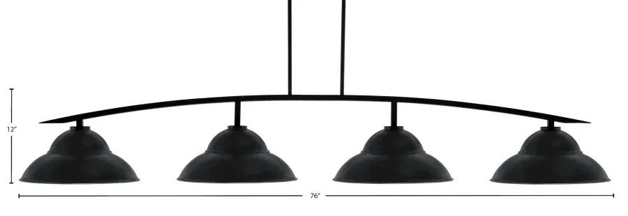 Kurve 4 Light Bar in Matte Black with Double Bubble Metal Shades - Image 2