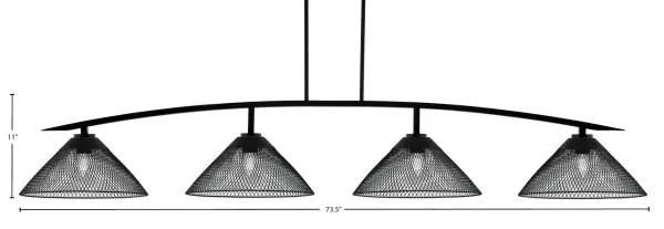Kurve 4-Light Island Chandelier in Matte Black with Mesh Shades - Image 2