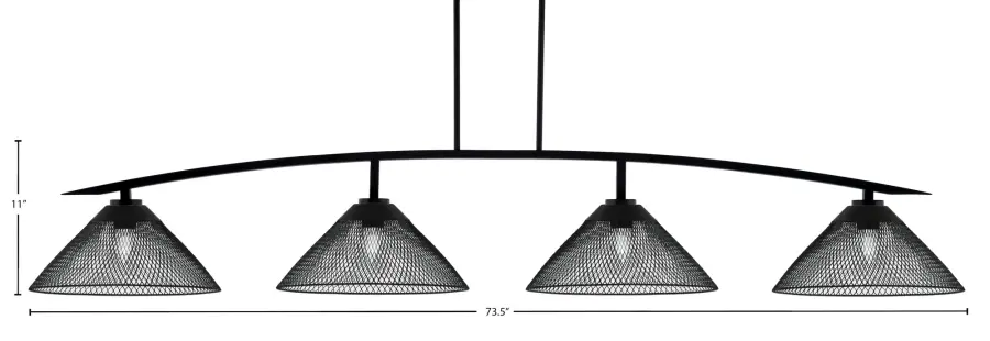 Kurve 4-Light Island Chandelier in Matte Black with Mesh Shades - Image 2