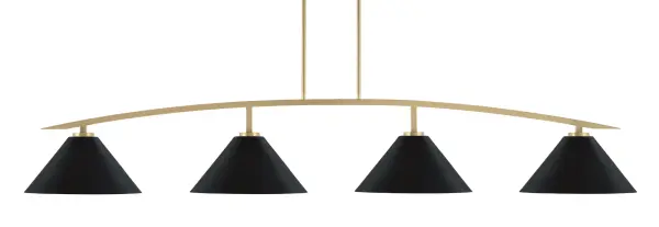 Kurve 4-Light Island Pendant in New Age Brass with Matte Black Shades - Image 1