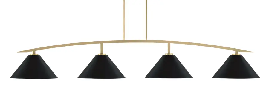 Kurve 4-Light Island Pendant in New Age Brass with Matte Black Shades - Image 1