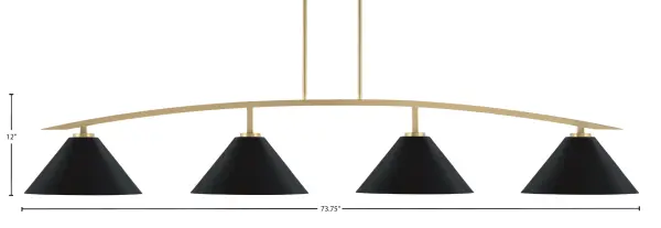 Kurve 4-Light Island Pendant in New Age Brass with Matte Black Shades - Image 2