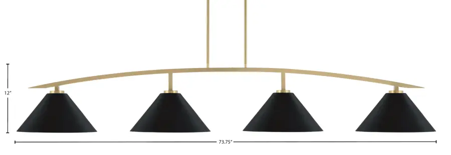 Kurve 4-Light Island Pendant in New Age Brass with Matte Black Shades - Image 2