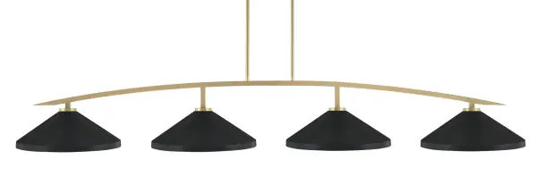 Kurve 4-Light Island Chandelier in New Age Brass with Matte Black Shades - Image 1