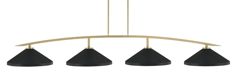 Kurve 4-Light Island Chandelier in New Age Brass with Matte Black Shades - Image 1