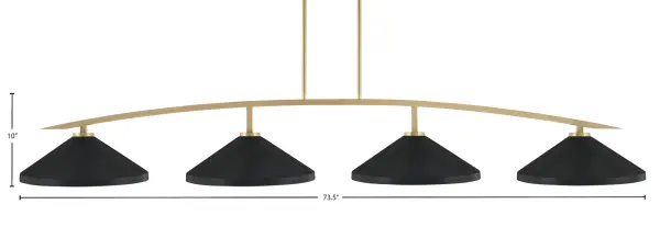 Kurve 4-Light Island Chandelier in New Age Brass with Matte Black Shades - Image 2