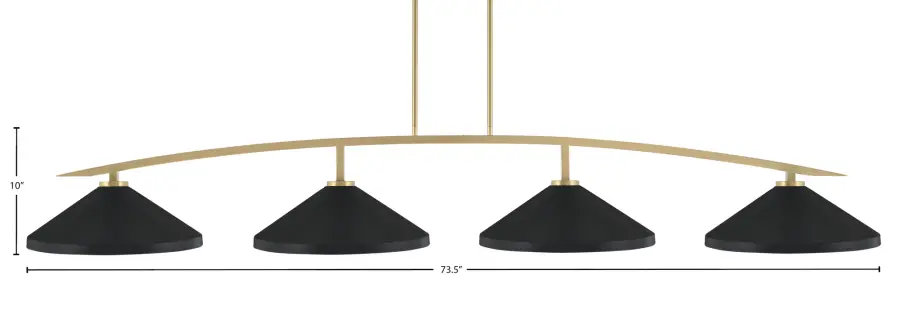 Kurve 4-Light Island Chandelier in New Age Brass with Matte Black Shades - Image 2