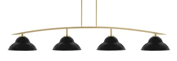 Kurve 4-Light Island Chandelier in New Age Brass with Matte Black Shades - Image 1