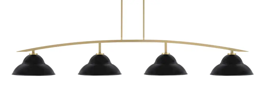 Kurve 4-Light Island Chandelier in New Age Brass with Matte Black Shades - Image 1