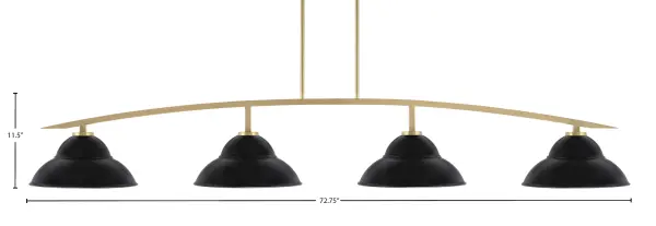 Kurve 4-Light Island Chandelier in New Age Brass with Matte Black Shades - Image 2