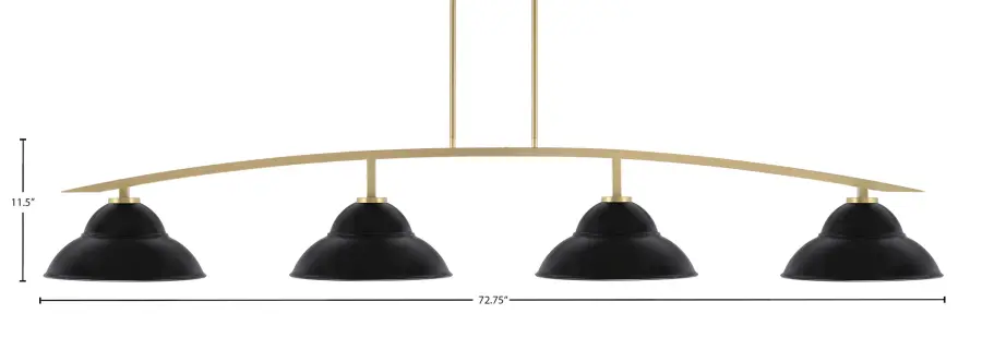 Kurve 4-Light Island Chandelier in New Age Brass with Matte Black Shades - Image 2