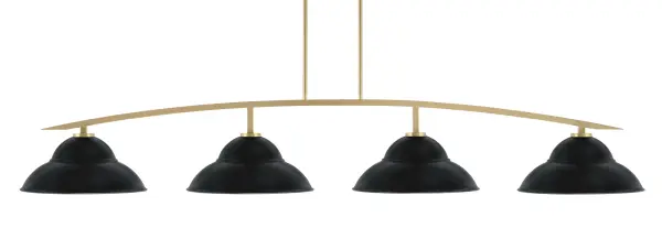Kurve 4-Light Island Pendant in New Age Brass with Matte Black Shades - Image 1