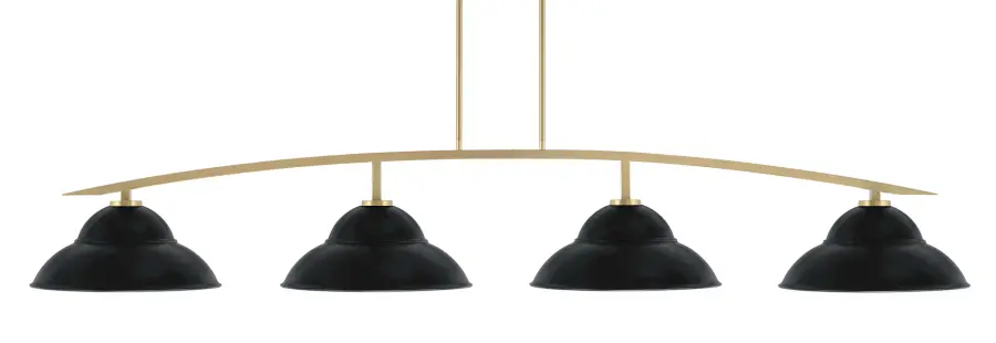 Kurve 4-Light Island Pendant in New Age Brass with Matte Black Shades - Image 1