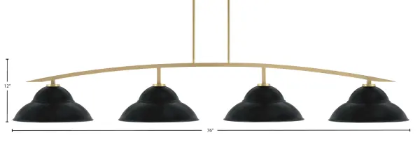 Kurve 4-Light Island Pendant in New Age Brass with Matte Black Shades - Image 2