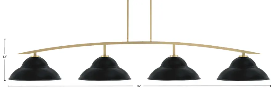 Kurve 4-Light Island Pendant in New Age Brass with Matte Black Shades - Image 2