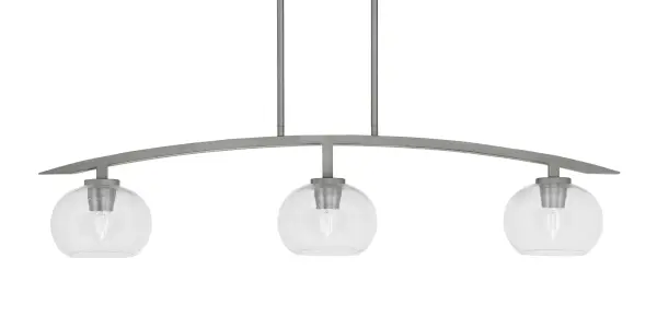 Kurve 3-Light Island Pendant with Clear Bubble Glass - Image 1