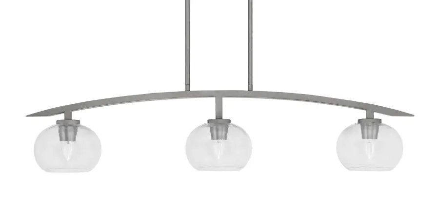 Kurve 3-Light Island Pendant with Clear Bubble Glass - Image 1