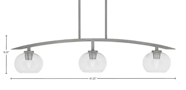 Kurve 3-Light Island Pendant with Clear Bubble Glass - Image 2