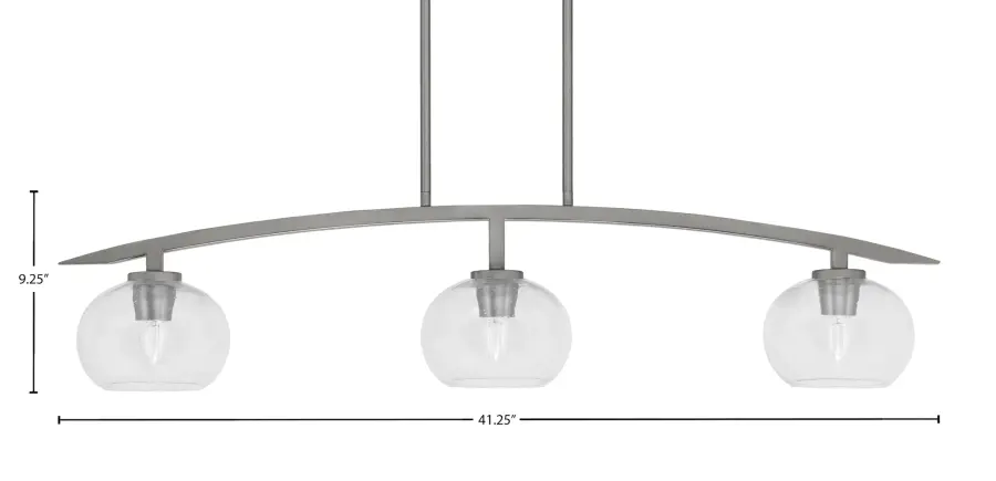 Kurve 3-Light Island Pendant with Clear Bubble Glass - Image 2