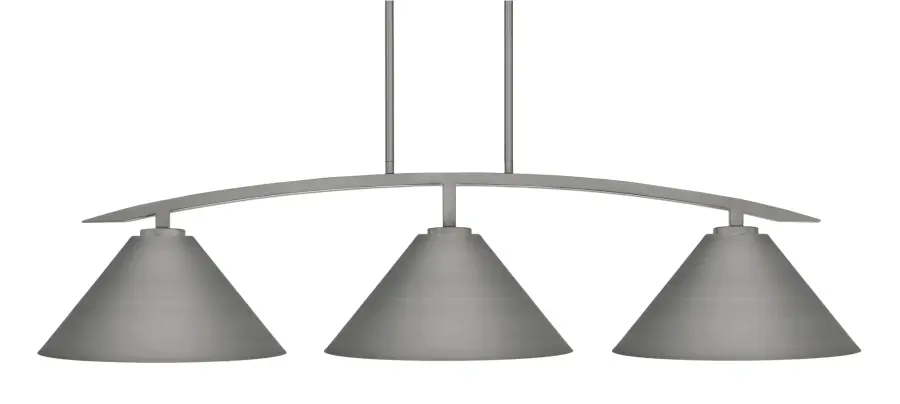 Kurve 3-Light Island Pendant in Graphite with Matte Black Shades - Image 1