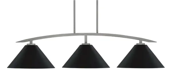 Kurve 3-Light Island Pendant in Graphite with Matte Black Shades - Image 1