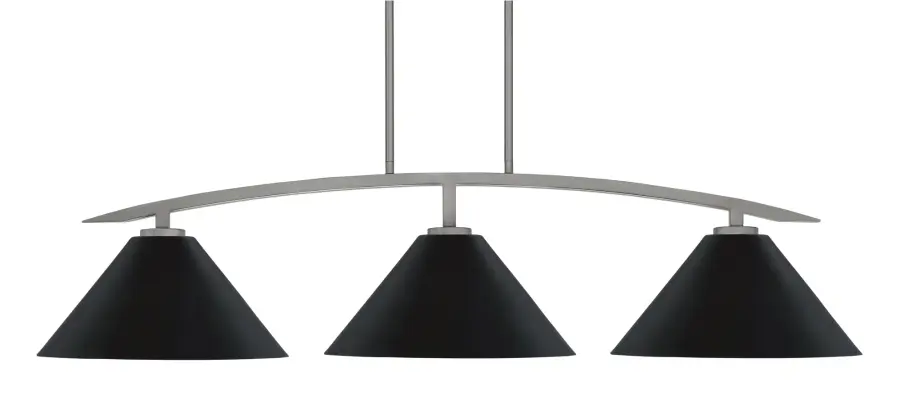 Kurve 3-Light Island Pendant in Graphite with Matte Black Shades - Image 1