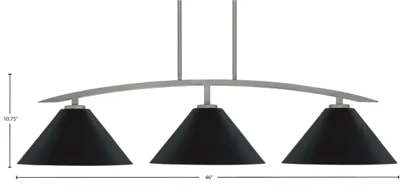 Kurve 3-Light Island Pendant in Graphite with Matte Black Shades - Image 2