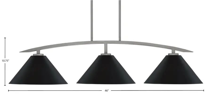 Kurve 3-Light Island Pendant in Graphite with Matte Black Shades - Image 2