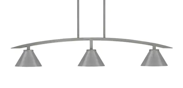 The Kurve 3-Light Island Pendant combines industrial charm with modern sophistication. Its 41-inch linear design and graphite cone shades create focused task lighting perfect for kitchen islands and dining tables.
