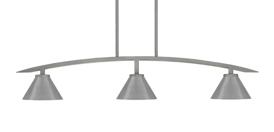 Kurve 3-Light Island Pendant in Graphite with Cone Shades - Image 1
